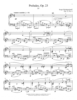 page one of Prelude In D Major, Op. 23, No. 4 (Piano Solo)
