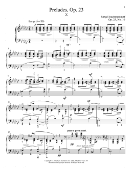 page one of Prelude In G-Flat Major, Op. 23, No. 10 (Piano Solo)