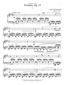 page one of Prelude In F-Sharp Minor, Op. 23, No. 1 (Piano Solo)