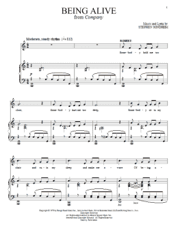 page one of Being Alive (Piano & Vocal)