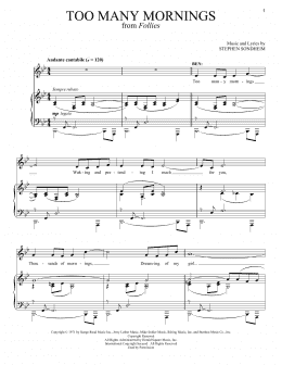 page one of Too Many Mornings (Piano & Vocal)