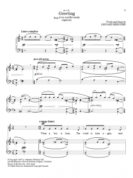 page one of Greeting (Piano & Vocal)
