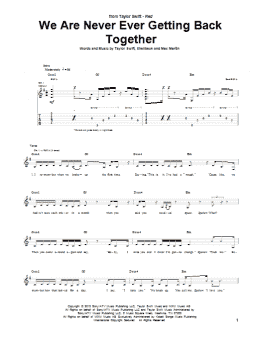 page one of We Are Never Ever Getting Back Together (Guitar Tab)