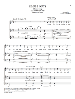page one of Simple Gifts (Piano & Vocal)