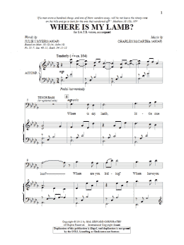 page one of Where Is My Lamb? (SATB Choir)