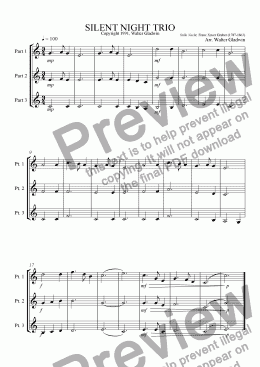 page one of Silent Night Trios/Quartets (w/ Piano acc.)