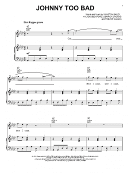 page one of Johnny Too Bad (Piano, Vocal & Guitar Chords (Right-Hand Melody))