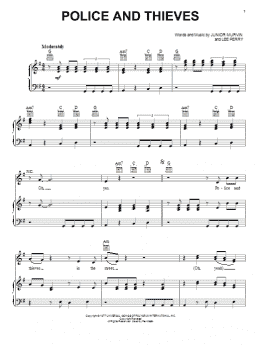 page one of Police And Thieves (Piano, Vocal & Guitar Chords (Right-Hand Melody))