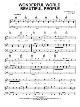 page one of Wonderful World, Beautiful People (Piano, Vocal & Guitar Chords (Right-Hand Melody))