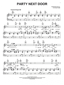 page one of Party Next Door (Piano, Vocal & Guitar Chords (Right-Hand Melody))