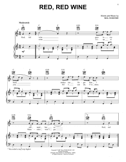 page one of Red, Red Wine (Piano, Vocal & Guitar Chords (Right-Hand Melody))