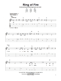 page one of Ring Of Fire (Easy Guitar Tab)