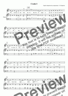 page one of Nicene Creed  (English) Gregorian -Sheet Music Download