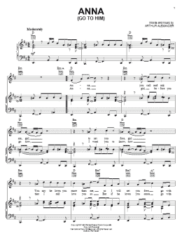 page one of Anna (Go To Him) (Piano, Vocal & Guitar Chords (Right-Hand Melody))