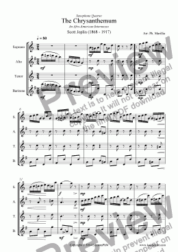 page one of Joplin - The Chrysanthemum - Ragtime (Sax Quartet)