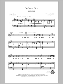page one of O Great God (SATB Choir)