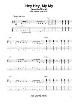 page one of Hey Hey, My My (Into The Black) (Guitar Tab (Single Guitar))
