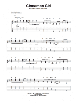 page one of Cinnamon Girl (Guitar Tab (Single Guitar))