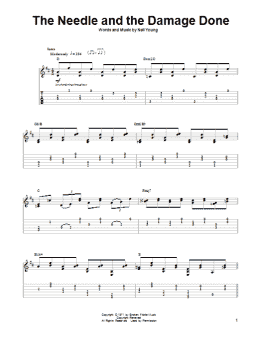 page one of The Needle And The Damage Done (Guitar Tab (Single Guitar))
