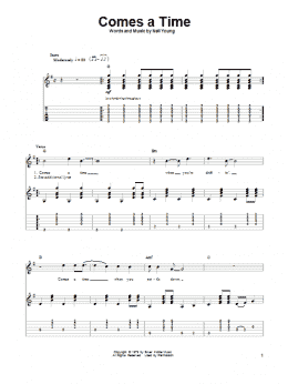 page one of Comes A Time (Guitar Tab (Single Guitar))