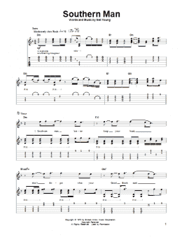 page one of Southern Man (Guitar Tab (Single Guitar))