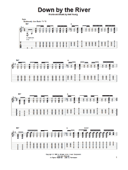 page one of Down By The River (Guitar Tab (Single Guitar))