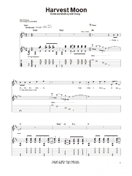 page one of Harvest Moon (Guitar Tab (Single Guitar))