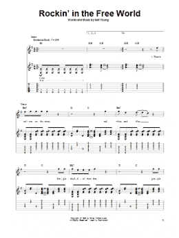 page one of Rockin' In The Free World (Guitar Tab (Single Guitar))