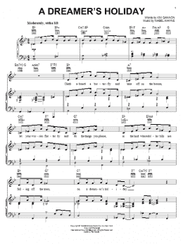 page one of A Dreamer's Holiday (Piano, Vocal & Guitar Chords (Right-Hand Melody))