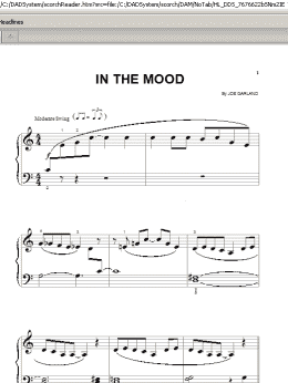 page one of In The Mood (Beginning Piano Solo)