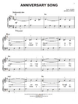 page one of Anniversary Song (Easy Piano)