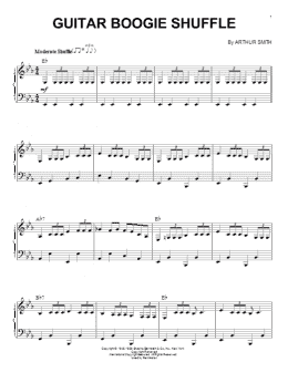 page one of Guitar Boogie Shuffle (Piano Solo)