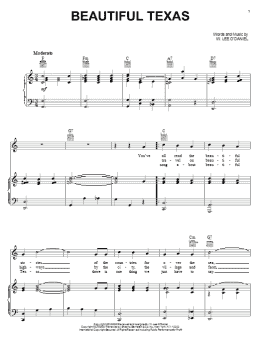 page one of Beautiful Texas (Piano, Vocal & Guitar Chords (Right-Hand Melody))