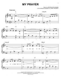 page one of My Prayer (Easy Piano)