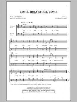 page one of Come, Holy Spirit, Come (SATB Choir)