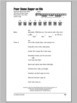 page one of Pour Some Sugar On Me (Guitar Chords/Lyrics)