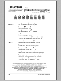 page one of The Lazy Song (Guitar Chords/Lyrics)