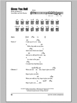 page one of Gives You Hell (Guitar Chords/Lyrics)