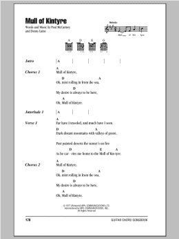 page one of Mull Of Kintyre (Guitar Chords/Lyrics)