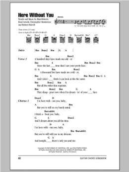 page one of Here Without You (Guitar Chords/Lyrics)