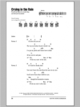 page one of Crying In The Rain (Guitar Chords/Lyrics)