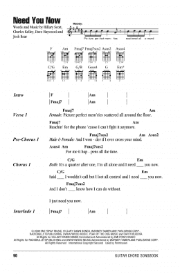 page one of Need You Now (Guitar Chords/Lyrics)