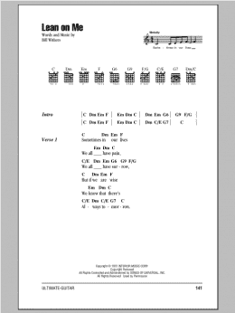 page one of Lean On Me (Guitar Chords/Lyrics)