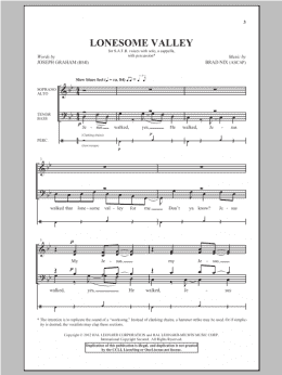 page one of Lonesome Valley (SATB Choir)