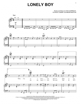 page one of Lonely Boy (Piano, Vocal & Guitar Chords (Right-Hand Melody))