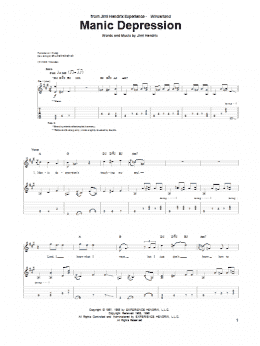 page one of Manic Depression (Guitar Tab)