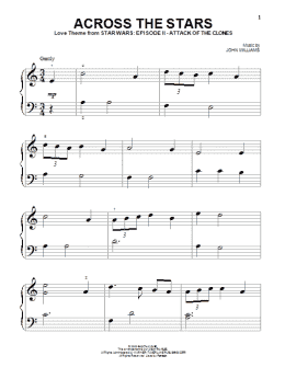 page one of Across The Stars (from Star Wars: Attack of the Clones) (Beginning Piano Solo)