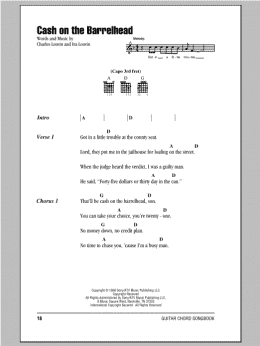 page one of Cash On The Barrelhead (Guitar Chords/Lyrics)