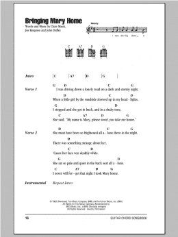 page one of Bringing Mary Home (Guitar Chords/Lyrics)