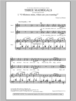 page one of Three Madrigals (2-Part Choir)